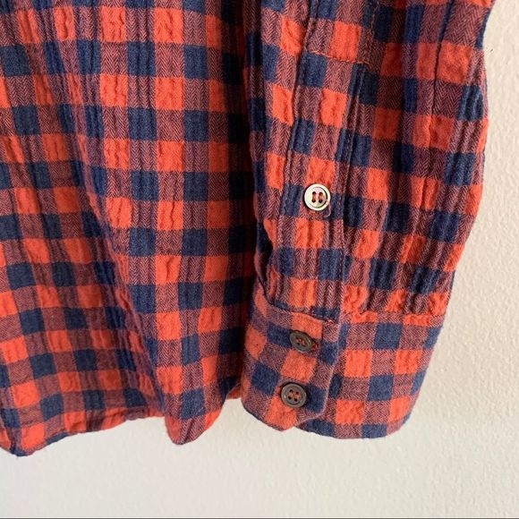 Xirena Plaid Button Down Top Long Sleeve Red Blue Cotton Collared Shirt Size XS - Picture 4 of 9